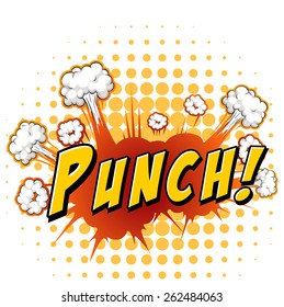 Word punch with explosion background