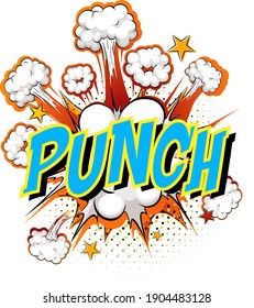 Word Punch on comic cloud explosion background illustration