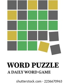 Word puzzle game A daily word popular game background,Square grid box puzzle game vecter, white cleen background isolate set object.