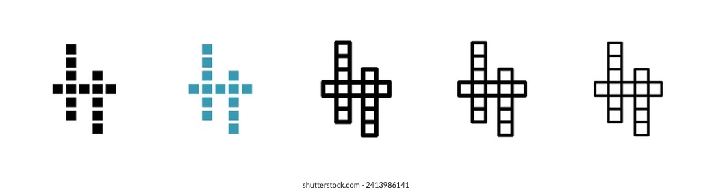 Word Puzzle Vector Icon Set. Crossword challenge and mental game vector symbol for UI design.