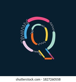 Word Q Modern abstract shapes and lines colorful vector alphabet
