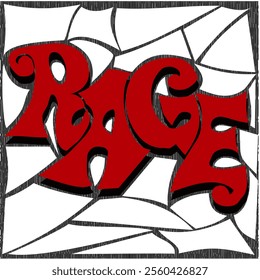 Word 'RAGE' in Customized Font style Suitable for Tshirt and Various Prints