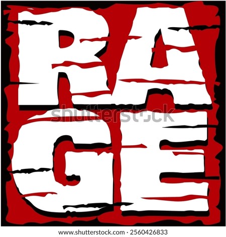 Word 'RAGE' in Customized Font style Suitable for Tshirt and Various Prints