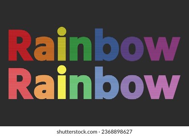 The word Rainbow. Vector banner with the text colored rainbow, Rainbow vector illustration. Colorful abstract design. Color graphic symbol rain bow spectrum.