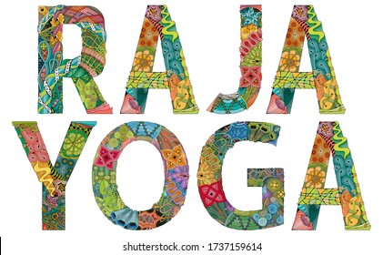 Word RAJA YOGA. Vector decorative zentangle object