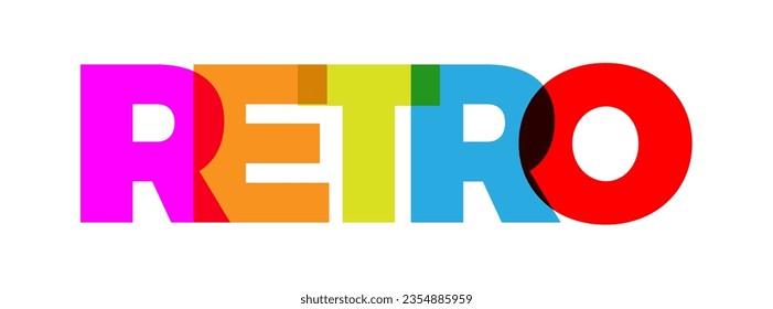 Das Wort Retro. Vektorbanner mit farbigem Regenbogen.