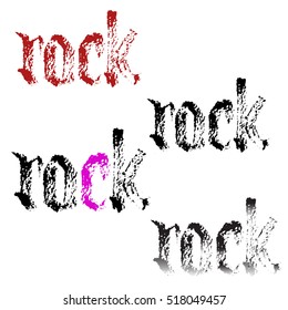 Word "Rock" handwritten. Lettering in different colors.
