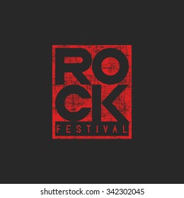 Word rock poster, musical grunge mockup t-shirt print, emblem concert ticket template