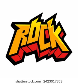 The word ROCK in street art graffiti lettering vector image style on a white background.