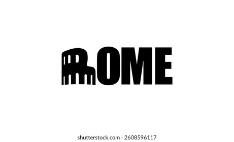 word Rome inscription, black isolated silhouette