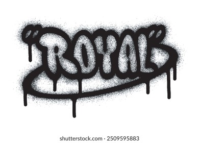 La palabra Royal graffiti está rociada de negro sobre blanco