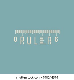 word ruler typographic concept. written word with ruler element on light background, lettering