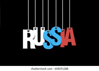 The word Russia hang on the ropes. Vector illustration