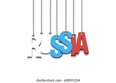 The word Russia hang on the ropes. Vector illustration
