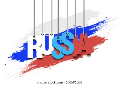 The word Russia hang on the ropes. Vector illustration