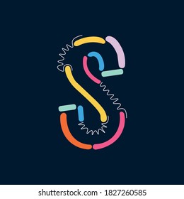 Word S Modern abstract shapes and lines colorful vector alphabet