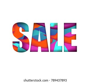 The word Sale. Banner about the sale and discounts. Abstract colorful fluffy liquid cover and a set of posters. Bubble forms the layout of the design and template. Vector illustration