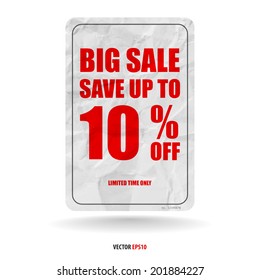 Word sale with crumpled paper background
