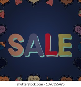 Word SALE off text. End of season sale. Seamless. Picture in violet, pink and blue colors. Vector illustration. Marketing banners in trendy design. Vivid marble texture vector frames.