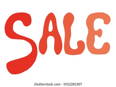 The word "Sale" in red isolated on a white background. Hand drawn. Doodle style.