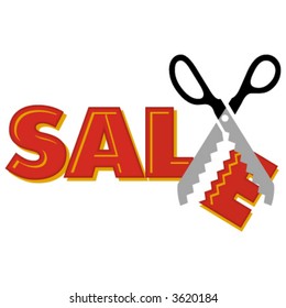 Word "Sale" with scissors