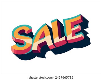 the word sale is show in a colorful 3d style