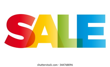 The word Sale. Vector banner with the text colored rainbow.