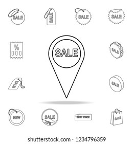 word sales in pin icon. Detailed set of clearance sale icons. Premium graphic design. One of the collection icons for websites, web design, mobile app on white background