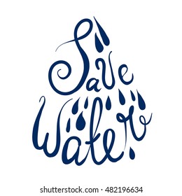 the word "save water ". vector image of painted hands