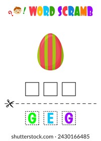 Word scramble. Easter egg. educational sheet for children