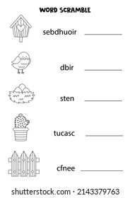 Word scramble for kids. Sort letters into correct order. Worksheet for children.