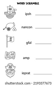 Word Scramble For Kids. Sort Letters Into Correct Order. Worksheet For Children.