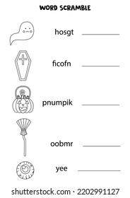 Word scramble for kids. Sort letters into correct order. Worksheet for children.