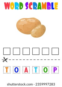 Word scramble. Vegetable potatoes. educational sheet for children