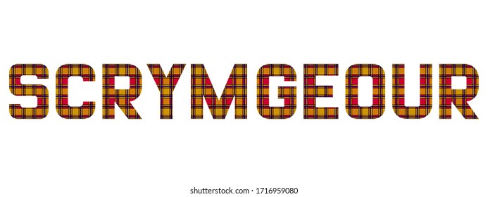 The word "Scrymgeour" composed of letters from Scrymgeour tartan.