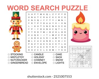 Word search game puzzle for kids