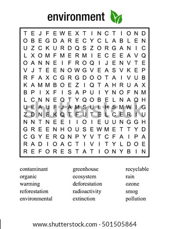 word search puzzle about environment 501505864 shutterstock