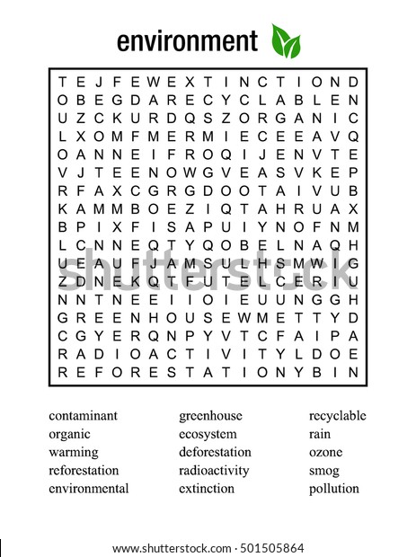 Word Search Puzzle about\
Environment.