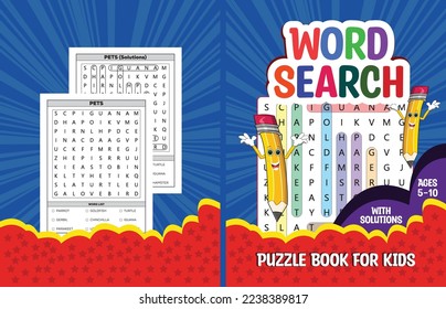 Word Search Puzzle Book Cover For Kids 5-10