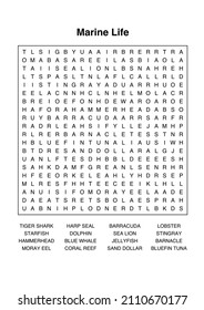 Word Search Puzzle - Marine Life