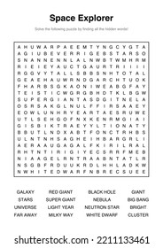 Word Search Puzzle - Space Explorer