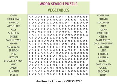 Word search puzzle vector (Word find game) illustration. Vegetables