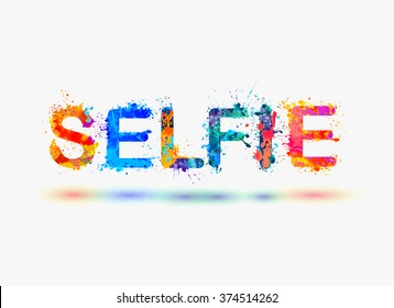 Word "SELFIE" splash paint