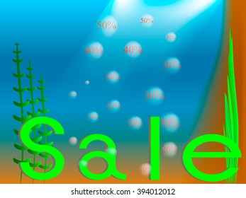 The word sell at the bottom of the sea, bubbles rise with numbers