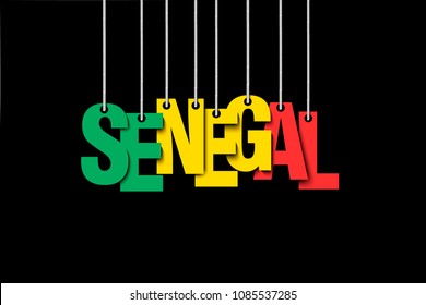 The word Senegal hang on the ropes. Vector illustration