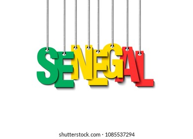 The word Senegal hang on the ropes. Vector illustration