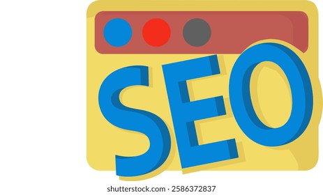 the word seo is shown in a cartoon style