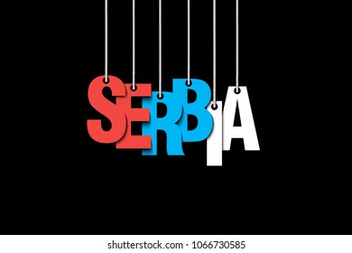 The word Serbia hang on the ropes. Vector illustration