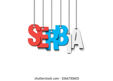 The word Serbia hang on the ropes. Vector illustration