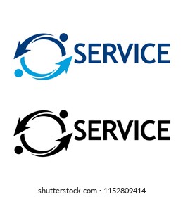 Word service with people vector. Flat vector illustration on white background